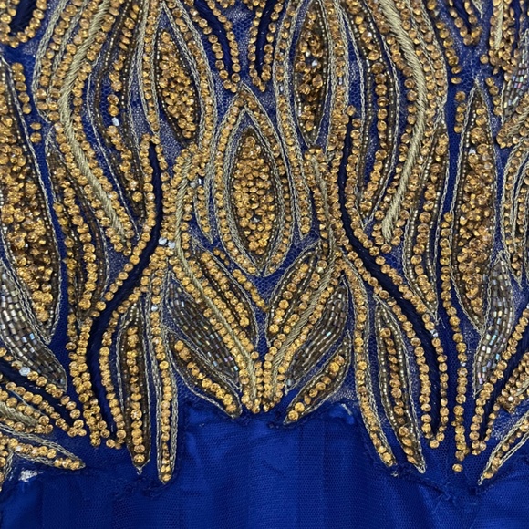 Blue and Gold Anarkali Pakistani Indian clothes - Picture 3 of 8